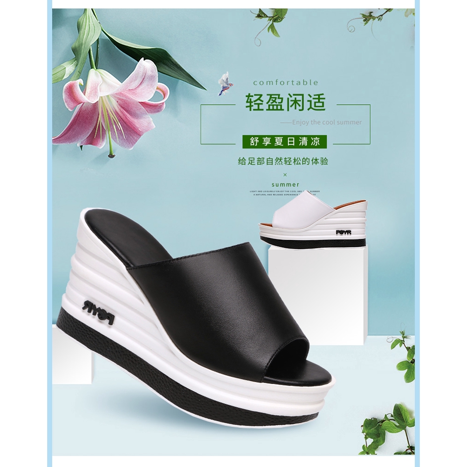 Giày Cao Gót Da Bò Đế Xuồng Hở Mũi Thời Trang Mùa Hè 2020 | BigBuy360 - bigbuy360.vn