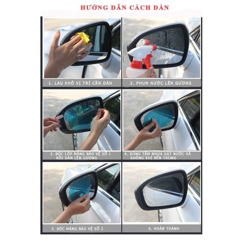 2 miếng dán NANO chống tụ nước mờ GƯƠNG Xe Hơi 100*150mm