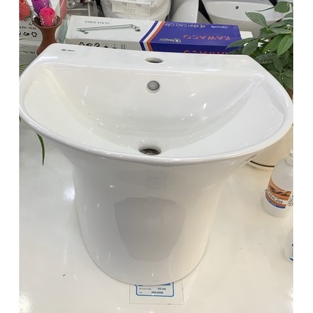 Chậu lavabo rửa mặt tròn treo tường liền chân cao cấp LC01