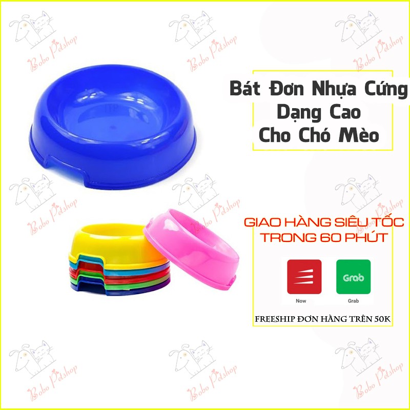 Bát Ăn Nhựa Đơn Dạng Cao Nhựa Cứng Cho Chó Mèo Nhiều Màu Bắt Mắt Vừa Tầm Cao Mèo Trên 6 Tháng - Bobo Pet Shop Hà Nội