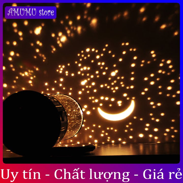 Đèn Ngủ Chiếu Sao Hình Trụ - chiếu sao xoay 360 độ - cổ tích chiếu hình độc đáo kèm dây sạc