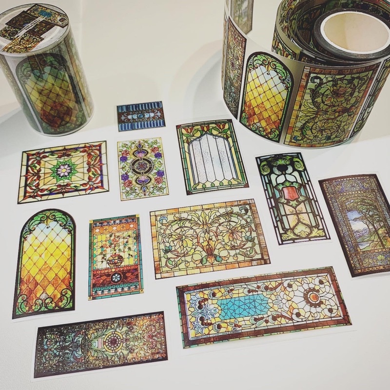 Hình dán washitape cửa sổ kính màu từ Kiroku studio, bán theo chu kỳ