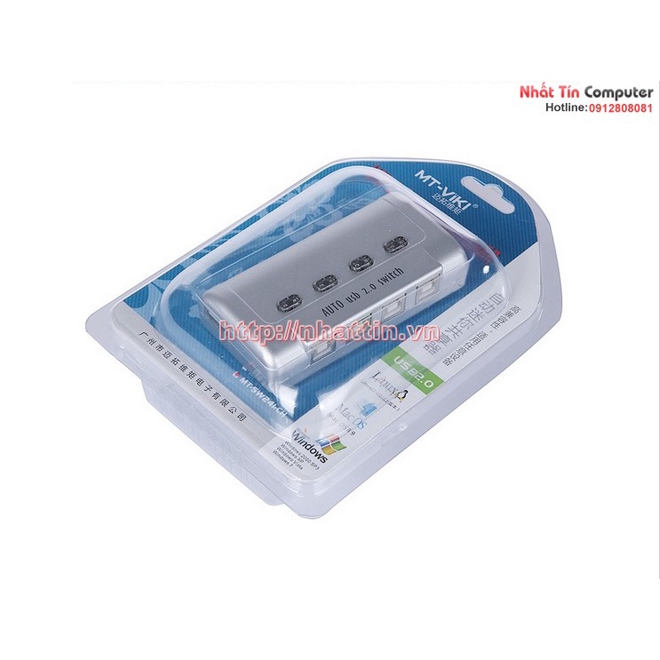 Bộ chia sẻ máy in tự động VIKI - MT-SW241-CH 4 máy tính 1 máy in cổng USB chính hãng