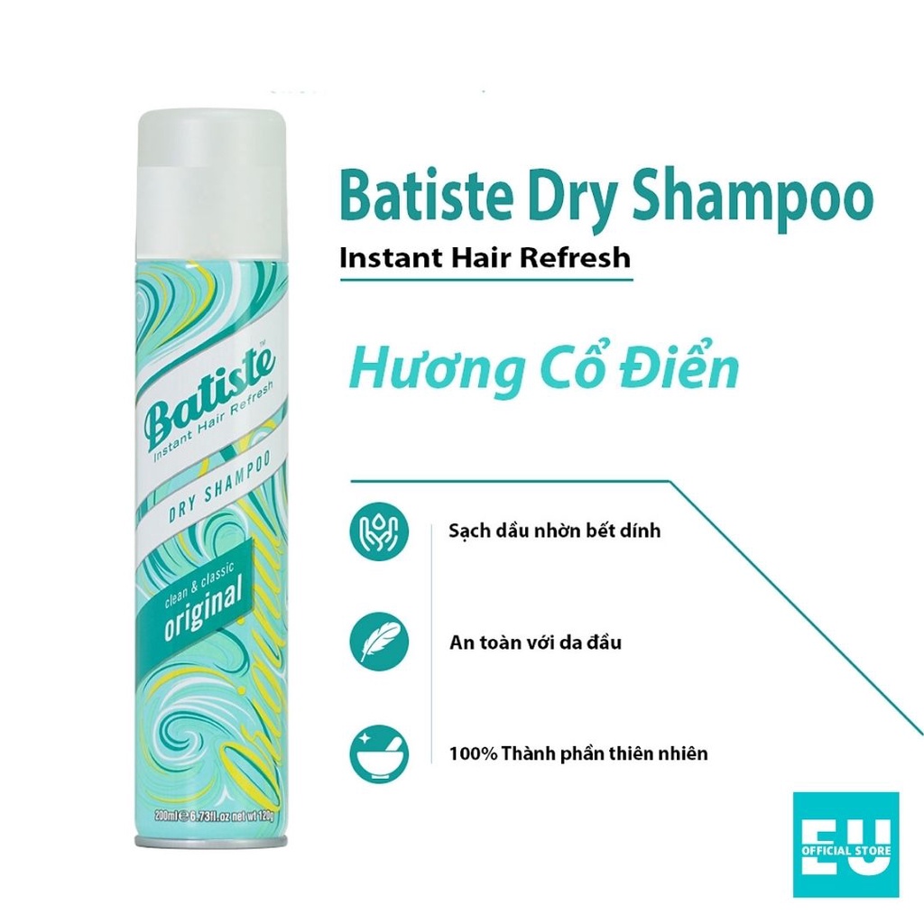 Dầu Gội Khô Batiste Dry Shampoo 200ml