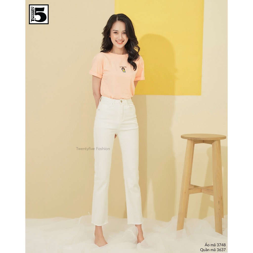 Áo thun nữ thêu hình cô gái tim Twentyfive 3748