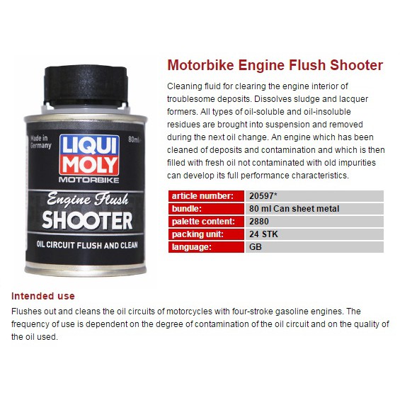 Súc rửa động cơ xe máy Liqui Moly Engine Flush Shooter Oil Circuit Flush and Clean 20597 80ml ducthanhautoo