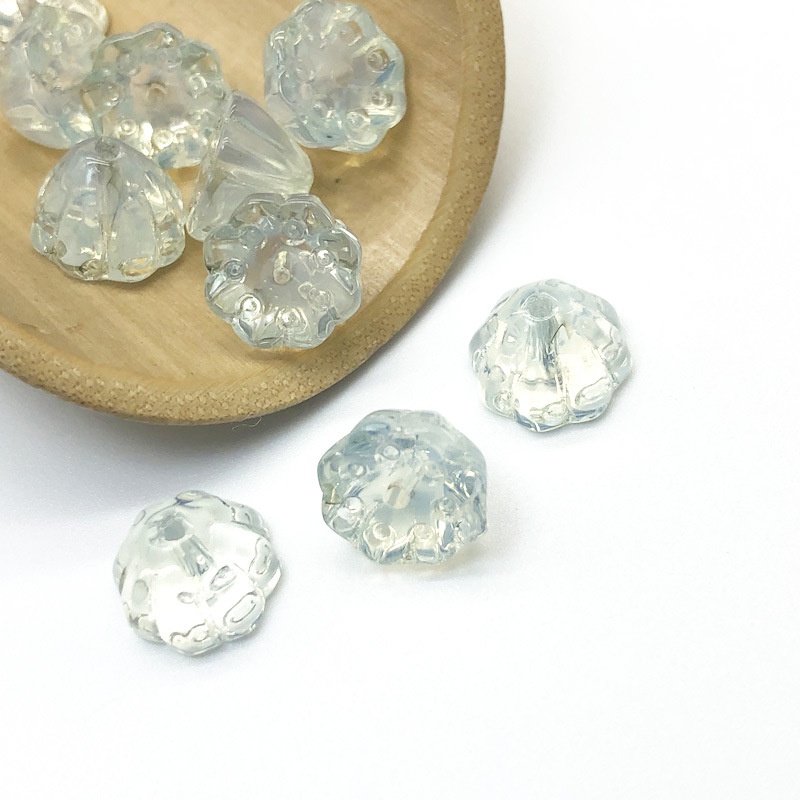 (5 cái)Nhụy hoa sen thủy tinh 8*11mm, Nguyên liệu làm trang sức cổ trang, Nguyên liệu diy