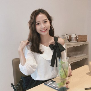 áo sơ mi lệch vai thắt nơ
