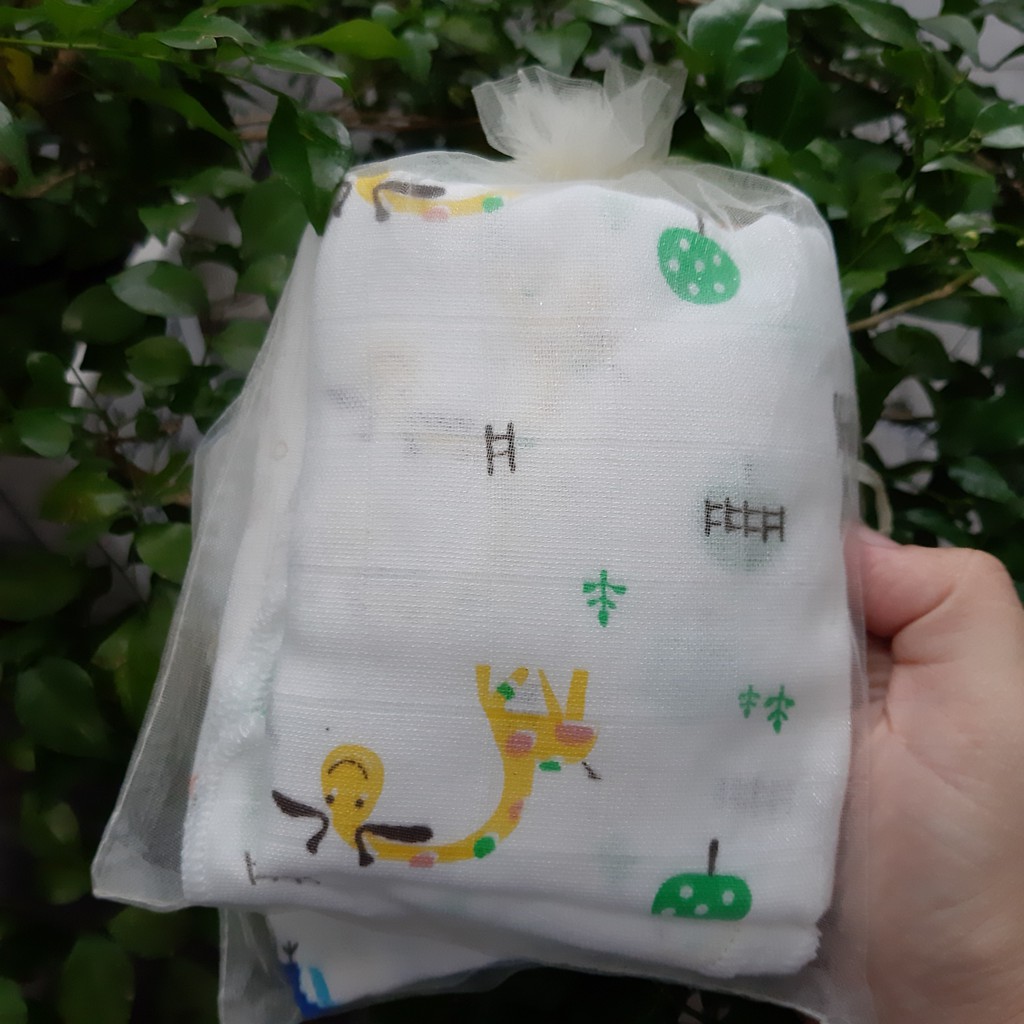 Khăn sữa Aden cotton set 10c túi lưới