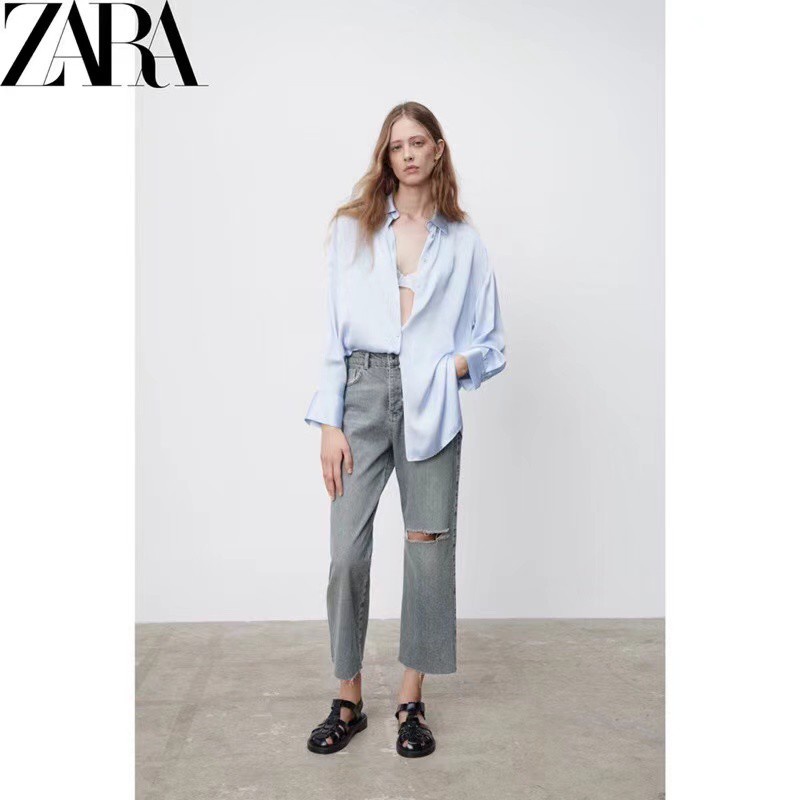 Áo Sơ Mi Hoa ZARA 2022 Có Nắp Đậy