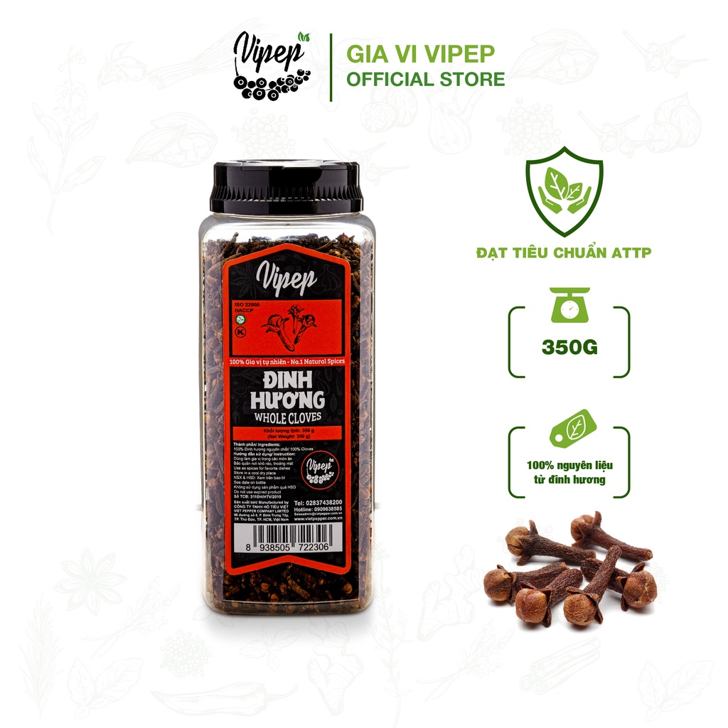 Đinh hương Vipep 350g - gia vị quý nấu phở đậm đà, vị cay thơm tự nhiên, giúp làm ấm bụng và kích thích hệ tiêu hoá