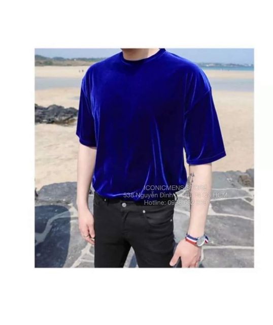 Áo thun nhung nam fom rộng,tay lỡ | BigBuy360 - bigbuy360.vn