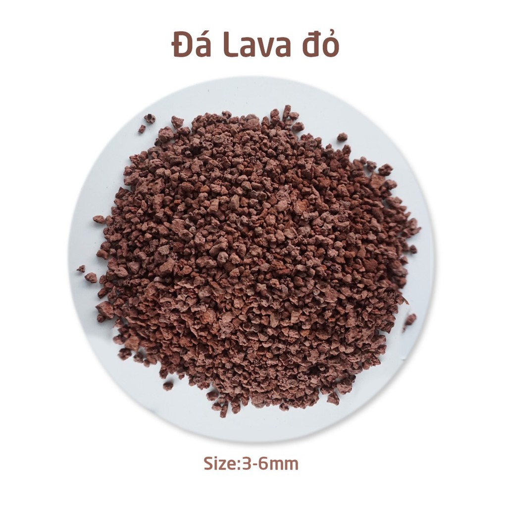 1kg Đá nham thạch lava đỏ - đen, đá rải mặt chậu sen đá, hổ thủy sinh size 3-6mm