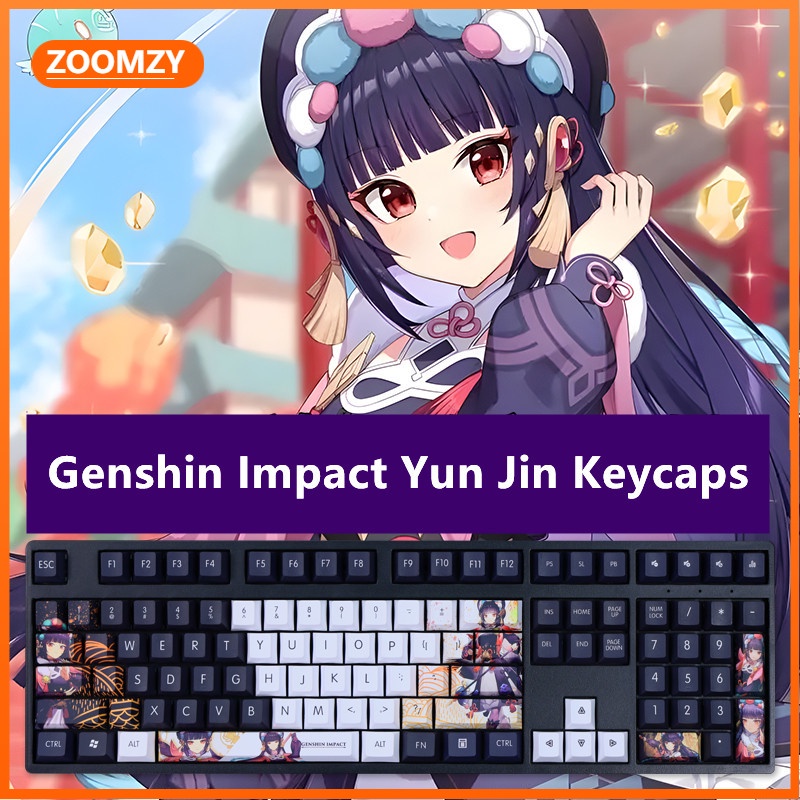 Genshin Impact Yun Jin theme keycaps cherry profile PBT Dye-thăng hoa bàn phím cơ học keycaps Anime keycaps 108 phím