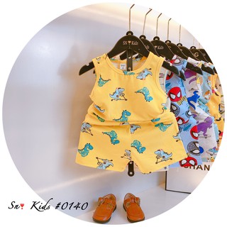 [7 Màu] Bộ Ba Lỗ Cotton In Hình Dễ Thương Cho Bé Namkidshop (V409)