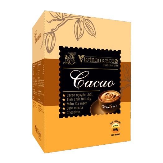 Bột Cacao Nguyên Chất Vinacacao 5In1 160G - Việt Nam Cacao