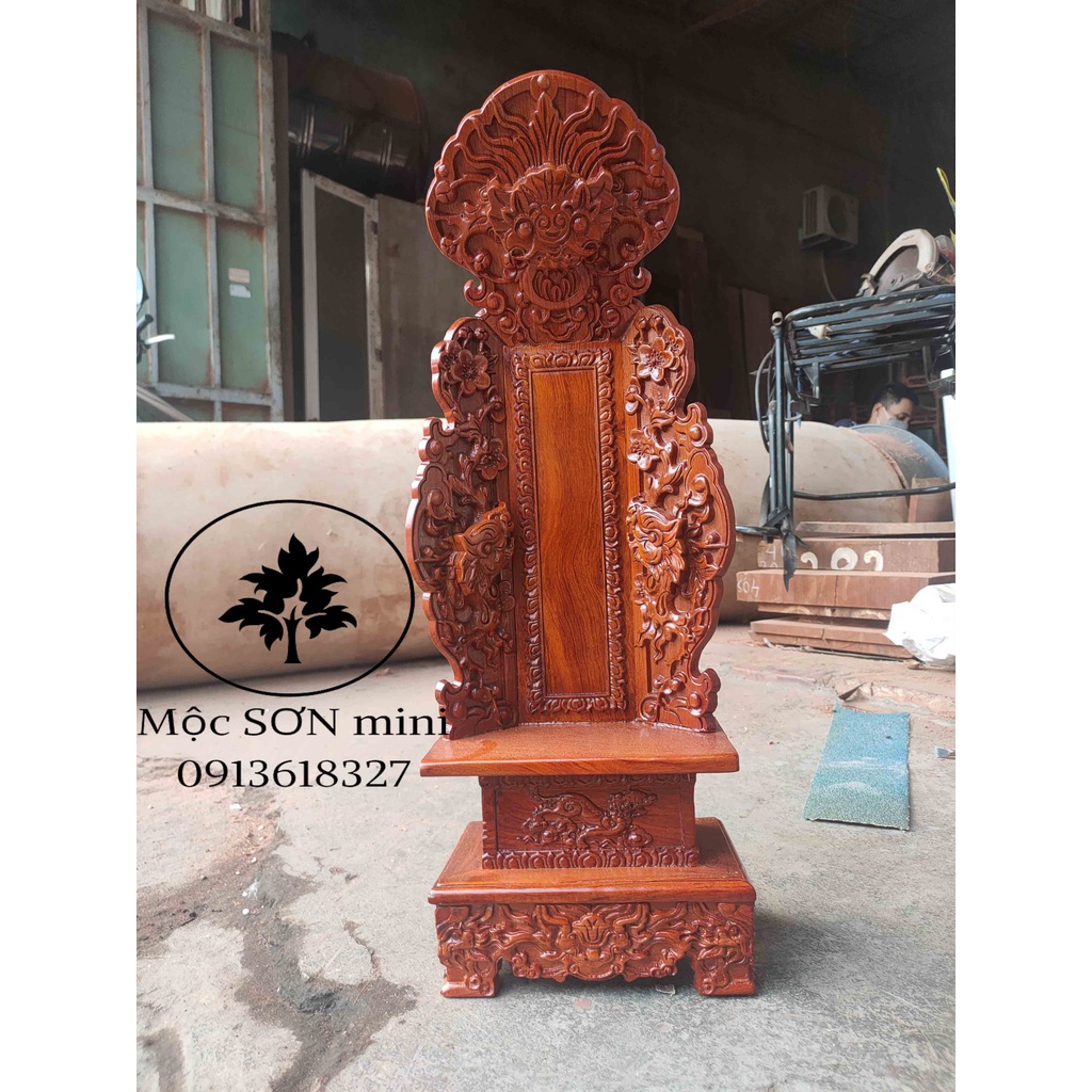 Bài vị thờ gia tiên long quy gỗ hương bài mặt nguyệt cao cấp cỡ cao 61cm