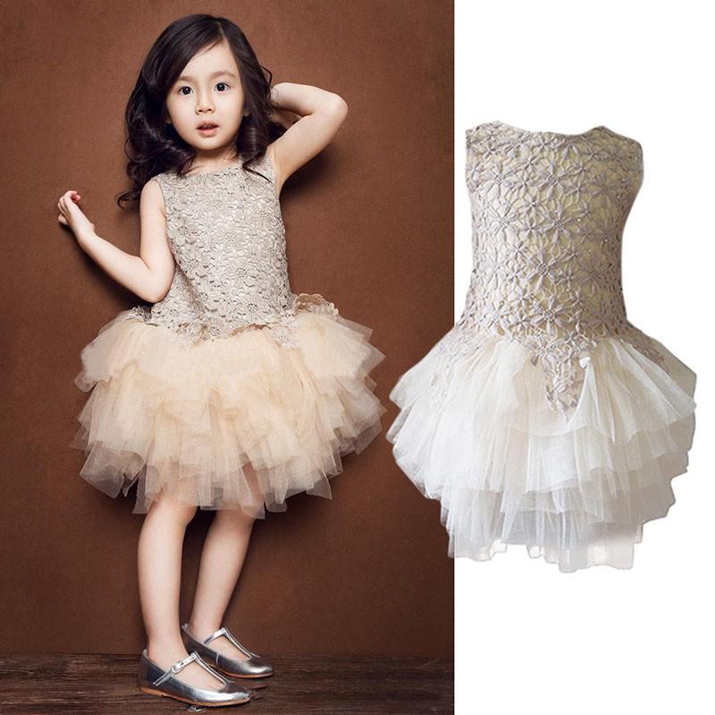 Đầm Xòe Tutu Phối Ren Hoa Phong Cách Công Chúa Cho Bé Gái