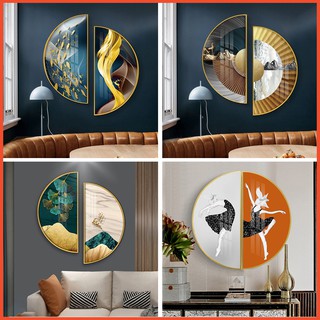 Tranh bán nguyệt tráng gương treo tường cá chép decor trang trí phòng khách, phòng ngủ & cầu thang cao cấp tặng kèm đinh