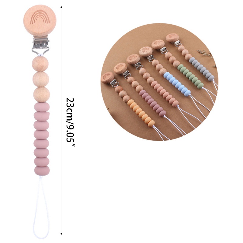 Đồ Chơi Kẹp Núm Vú Giả Dạng Chuỗi Hạt Silicone Nhiều Màu Sắc Cho Bé Sơ Sinh Gặm Răng