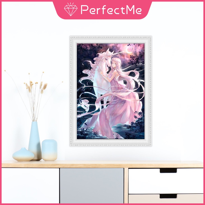 Bộ tranh đính đá diy trang trí nội thất 30X40cm hình kỳ lân hoạt hình