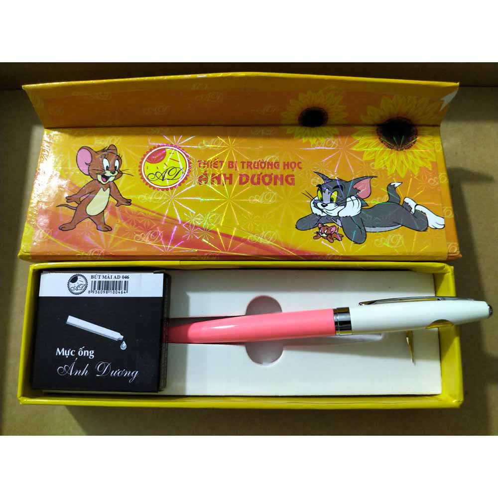 Bút máy/Bút mài Ánh Dương AD046 - DKVPP.Store ngòi mài 2 màu, Bút máy viết chữ đẹp nét thanh đậm