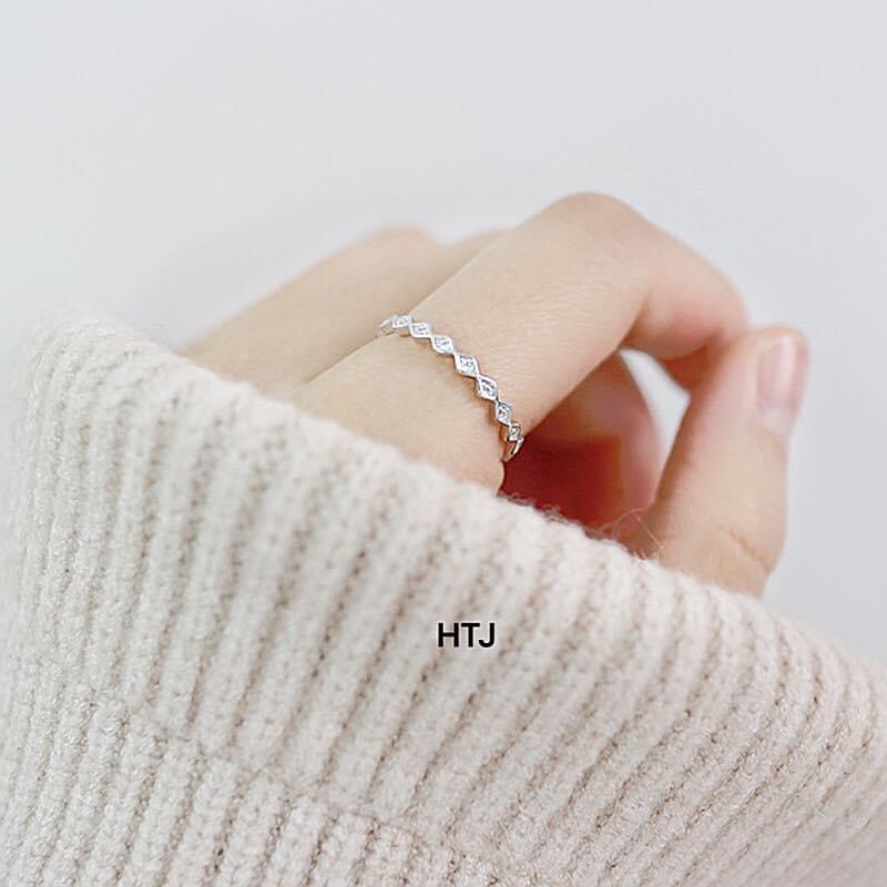 Nhẫn nữ bạc ta đính đá hình thoi dạng hở dễ đeo - Kho sỉ bạc Nhất Linh