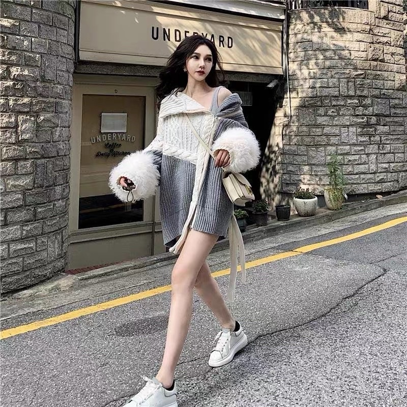 𝐂𝐎́ 𝐒𝐀̆̃𝐍. Áo Len Dáng Váy Kiểu Dáng Độc Lạ Ulzzang