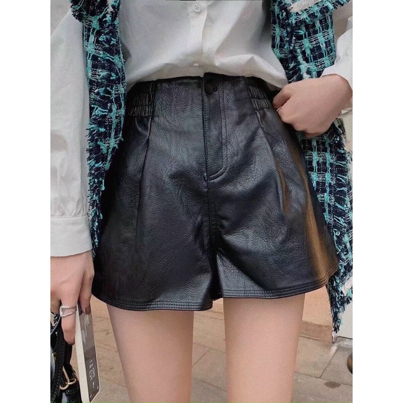 [TRỢ GIÁ] Quần Sooc Da nữ Cạp chun Cúc Khóa Kéo trước Cực Sang Chảnh_Siêu hot | BigBuy360 - bigbuy360.vn