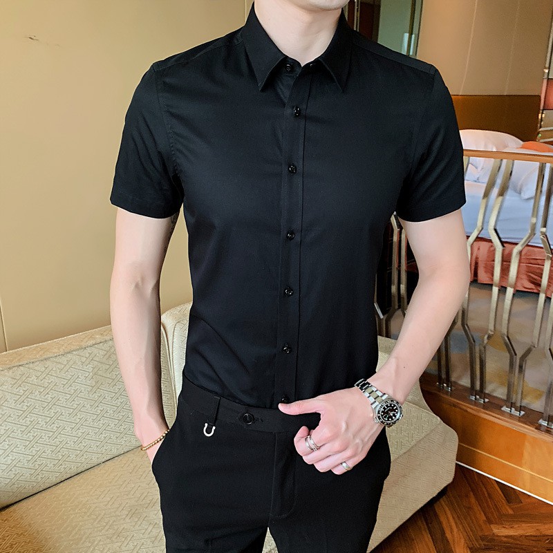 [Mã FAMAYMA2 giảm 10K đơn 50K] Áo sơ mi nam Công sở Ngắn tay vải lụa mềm mát | BigBuy360 - bigbuy360.vn