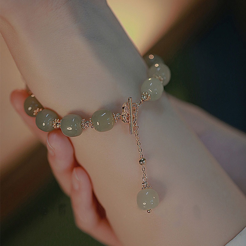 Vòng Tay Chuỗi Hạt Đá Ngọc Bích Tự Nhiên Thời Trang Cho Nữ