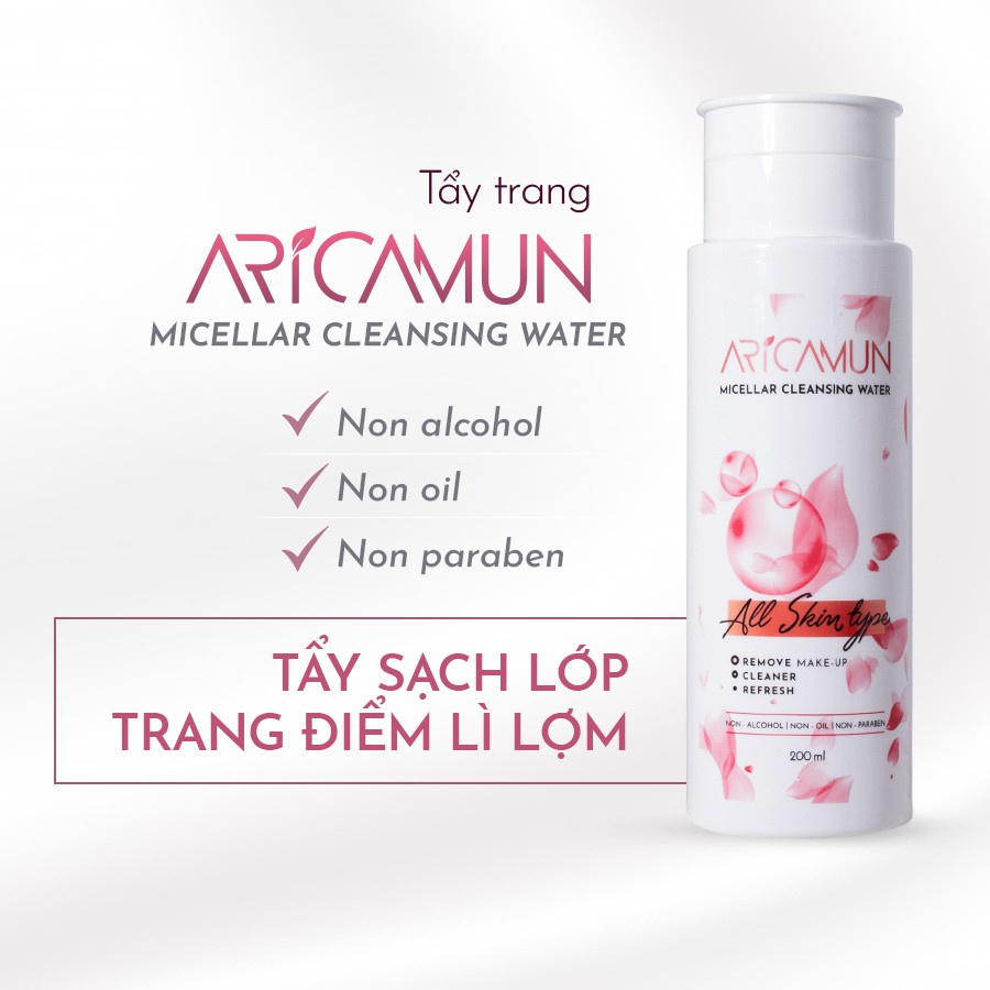 Aricamun Micellar Cleansing Water - Nước tẩy trang làm sạch mọi loại da, loại bã nhờn, bụi bẩn, trang điểm [arica, cpc1]