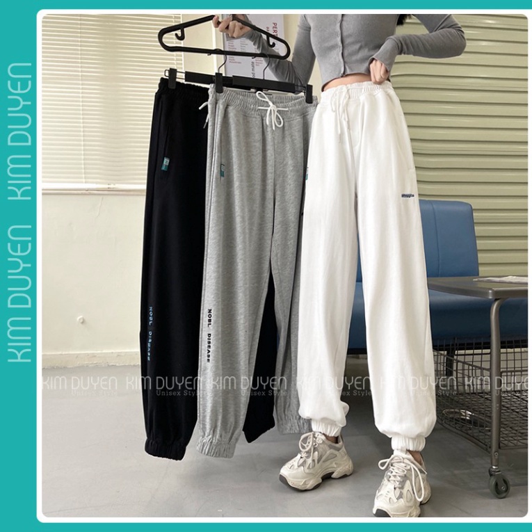 Quần Jogger Thêu Chân Chất Thun Umi Chính Phẩm Dày Quần Ống Bo Chun Hình Chữ Thêu Form Rộng 2 Size M L - KD