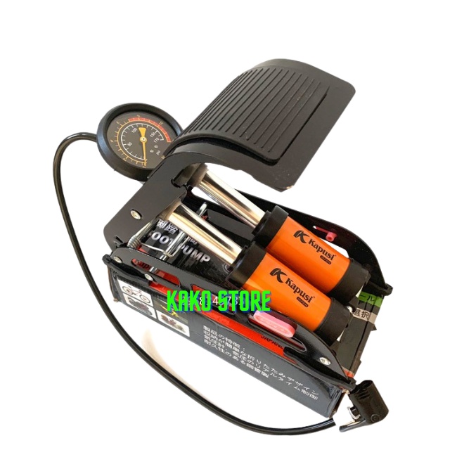 Bơm hơi đạp chân mini Kapusi , bơm lốp xe máy xe đạp phao bóng 1 và 2 piston, Kako store