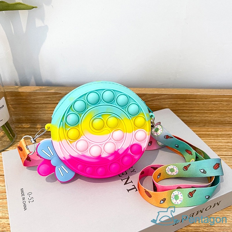 Túi Đeo Chéo Silicon Có Khóa Kéo Kiểu Hàn Quốc Dễ Thương Cho Bé Gái