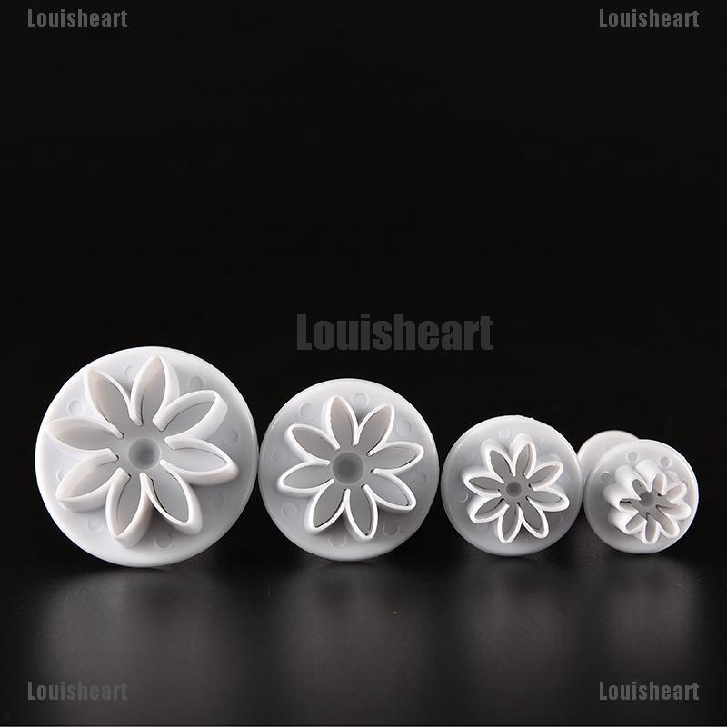 Set 4 khuôn làm kẹo mềm trang trí bánh tạo hình bông cúc tiện lợi