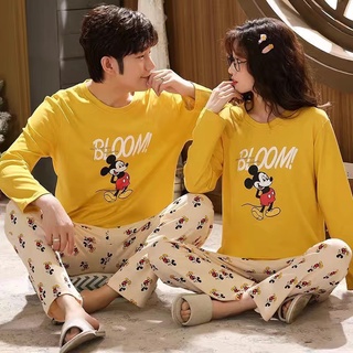 áo nữ đồ bộ pyjama Pijama Set Đồ Ngủ Dài Tay Phong Cách Hàn Quốc Dành Cho Cả Nam Và Nữ Đồ ngủ đôi đồ mặc nhà thu đông lụa cặp đôi cao cấ thumbnail