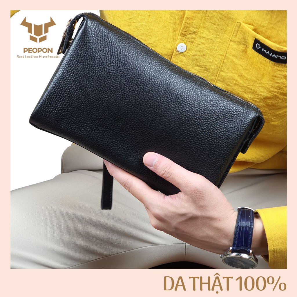 [DA THẬT 100%] Clutch Hộp Nam Da Bò Mill Cao Cấp - Ví Clutch Nam Cầm Tay Công Sở Thời Trang - Bảo Hành 3 Năm