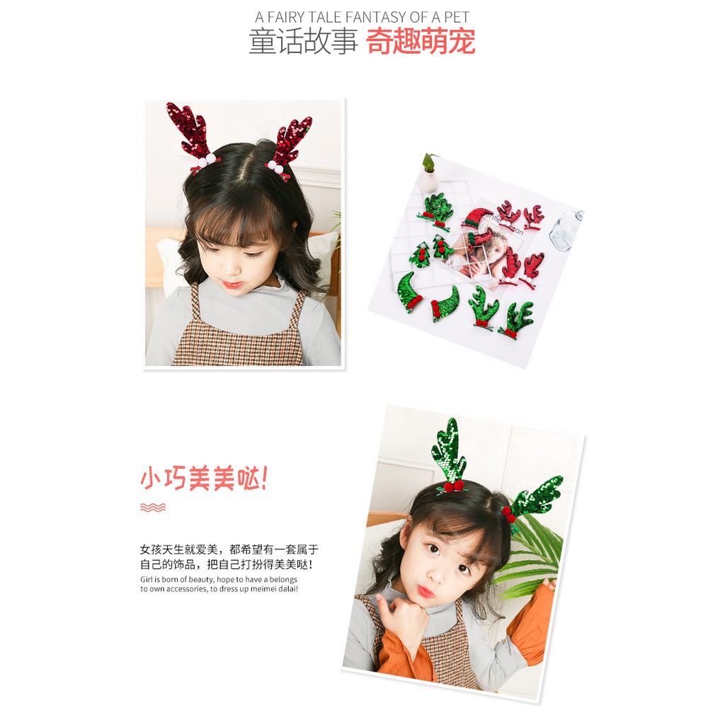 Kẹp tóc noel cho bé hình tuần lộc lấp lánh dễ thương phong cách mới lạ, người lớn cũng mang được
