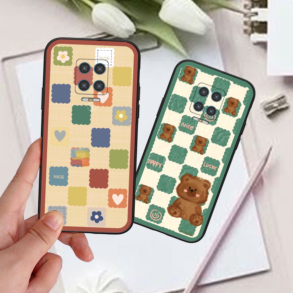 Ốp Vsmart Aris / Aris Pro in hình gấu caro đen trắng dễ thương siêu bền