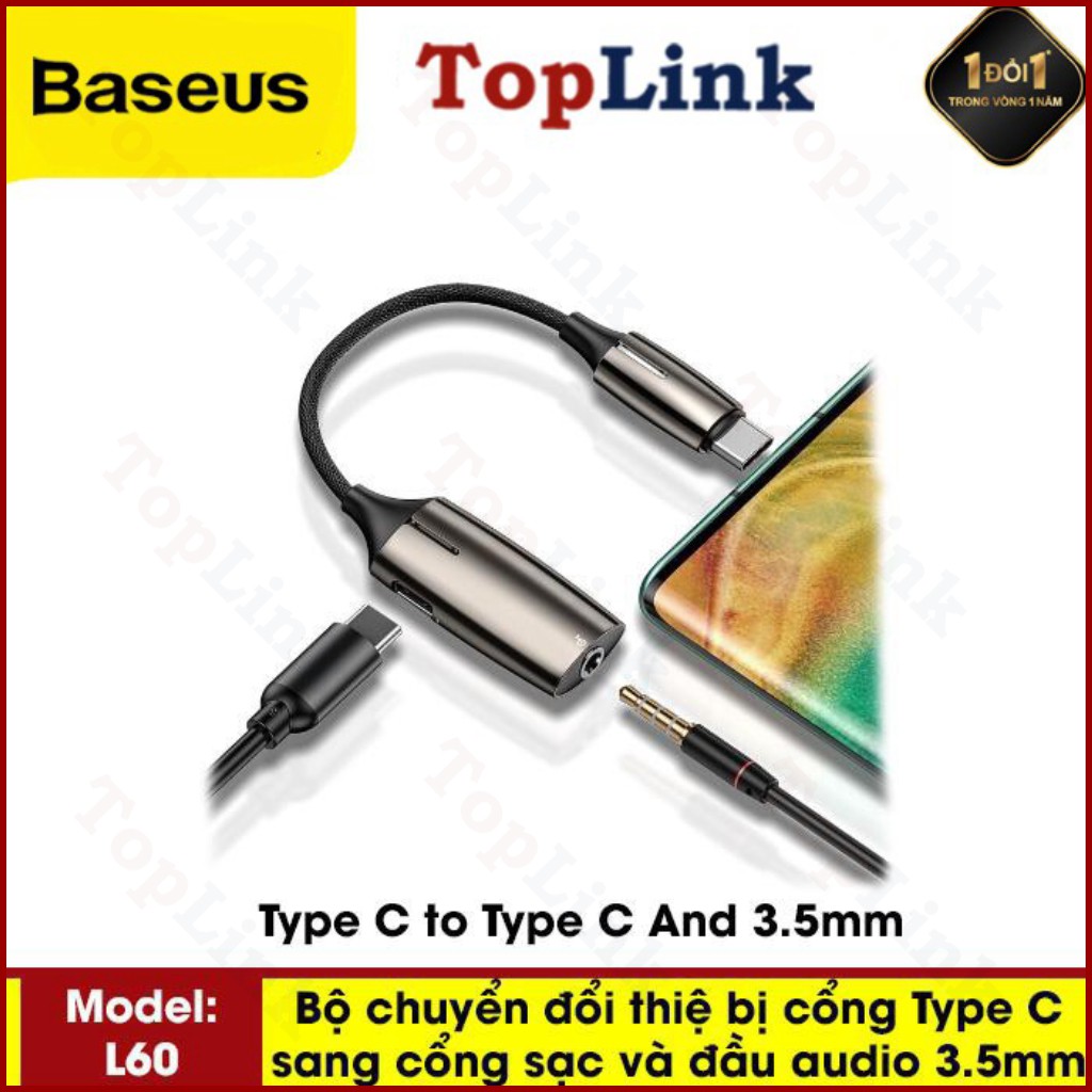 Bộ Chuyển Đổi Âm Thanh L60 Từ Type-C Ra Chân Sạc Type-C Và AUX 3.5mm - Toplink