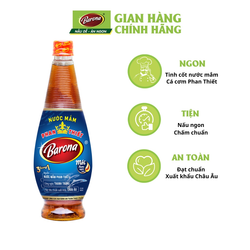 Combo 2 chai Nước Mắm Phan Thiết Barona 12 độ đạm - 750ml