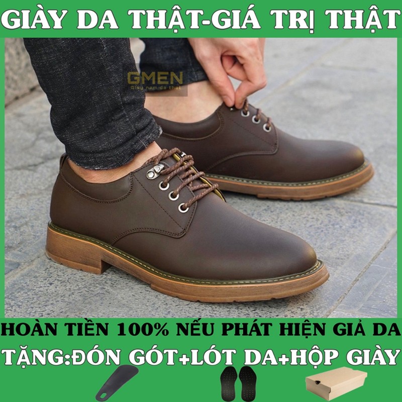 Giày da nam buộc dây chất liệu da thật 100% đế cao su bảo hành 12 tháng TK0555