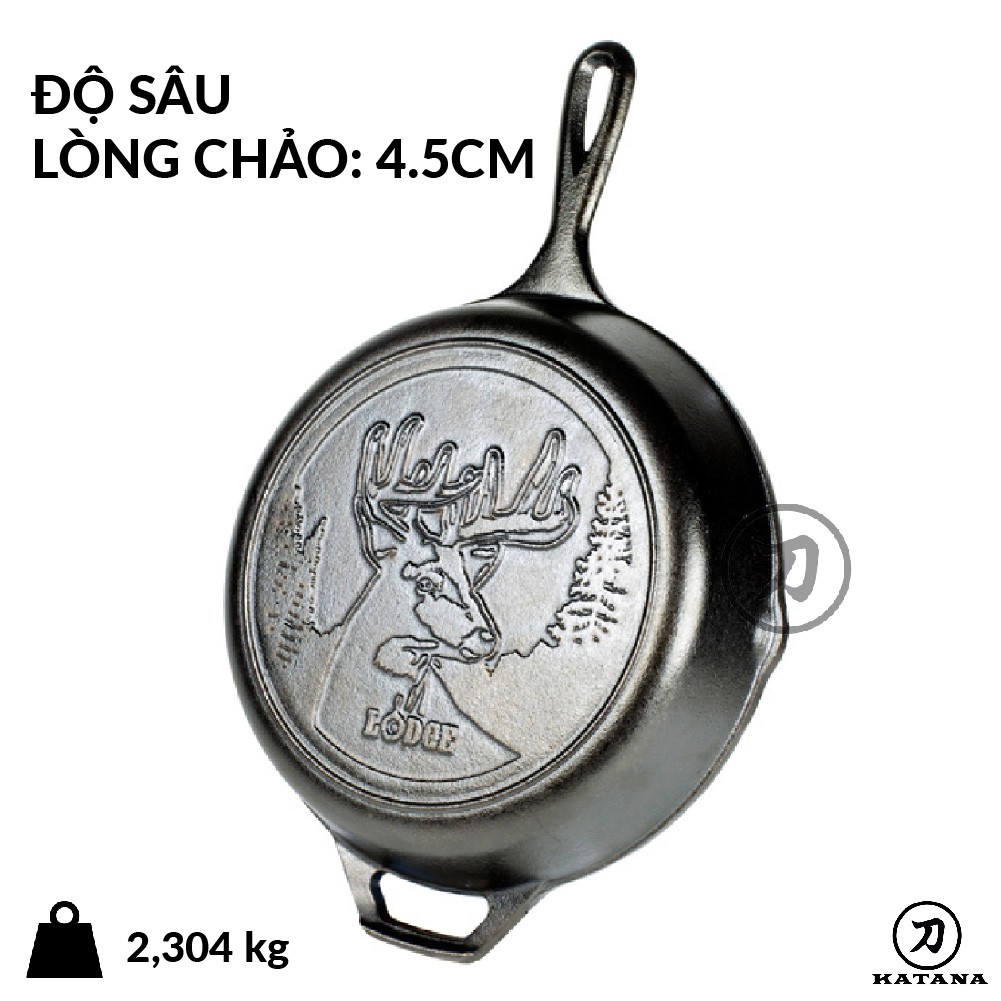 Lodge - Chảo gang đáy hình hươu - 26cm