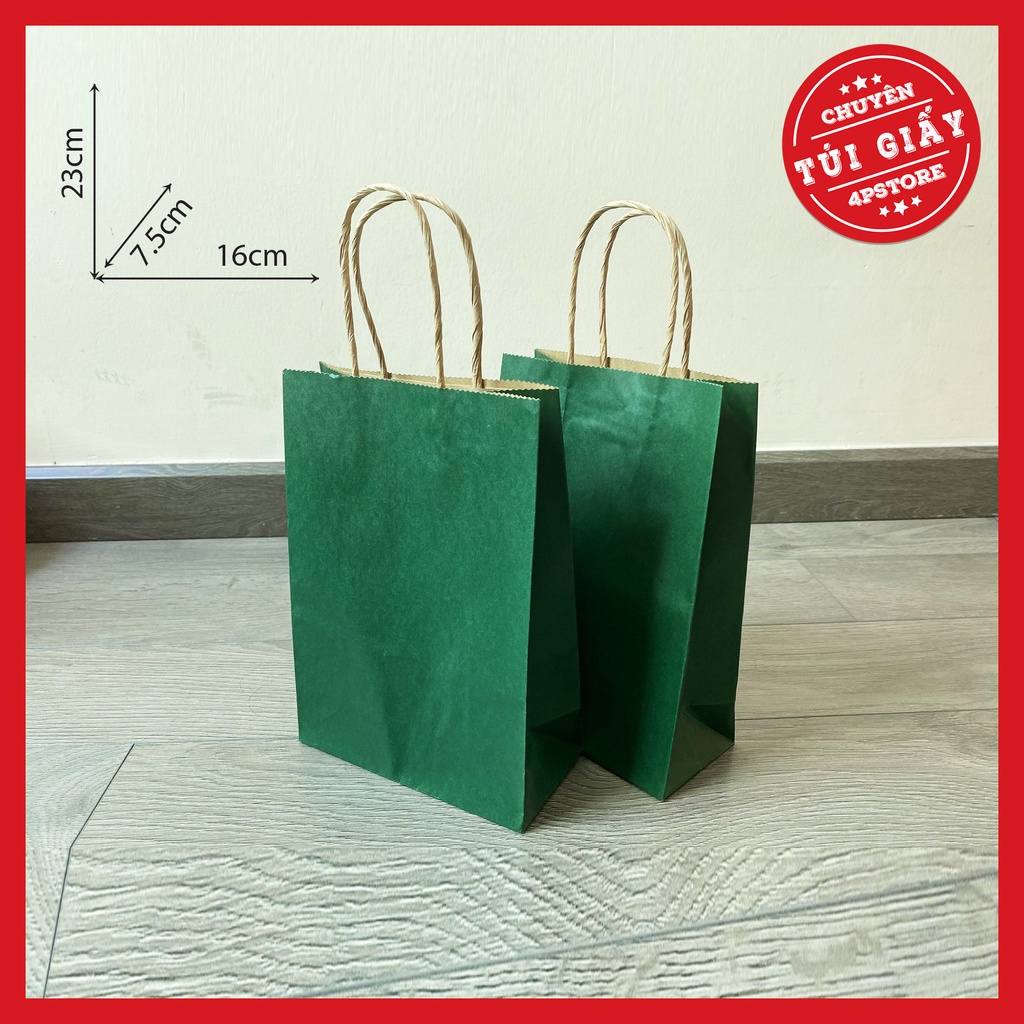 TÚI GIẤY KRAFT ĐỰNG QUÀ XANH LÁ ĐẬM 5 SIZE