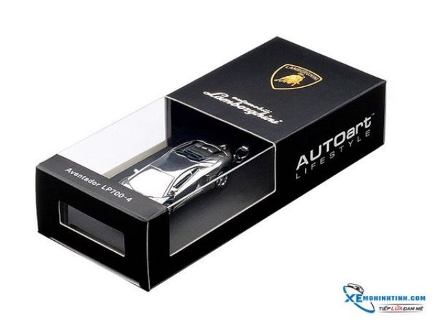 Xe Mô Hình Lamborghini Aventador LP700-4 Keychain 1:87 Autoart ( Crom )