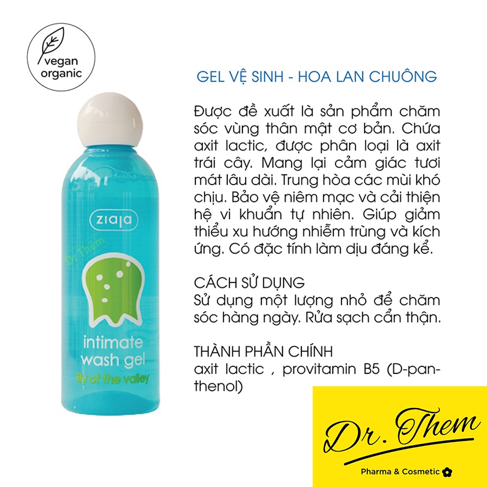 Dung Dịch Vệ Sinh Ziaja intima Hoa Lan Chuông Tươi Mới 200ml - Intimate Wash Gel Lily Of The Valley