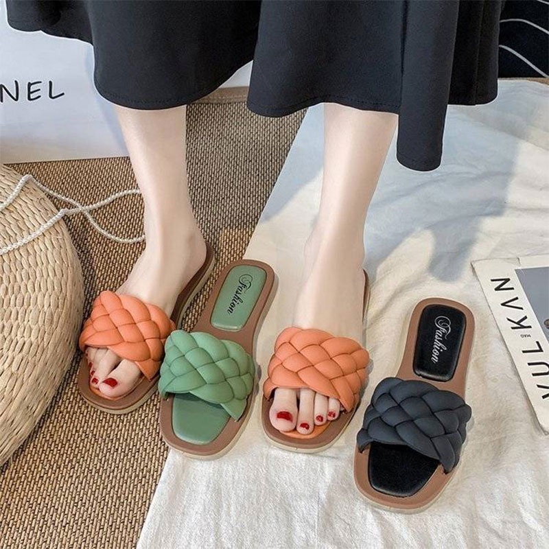 Dép sandal RENBEN đế thấp chống trượt thời trang mùa hè dành cho nữ