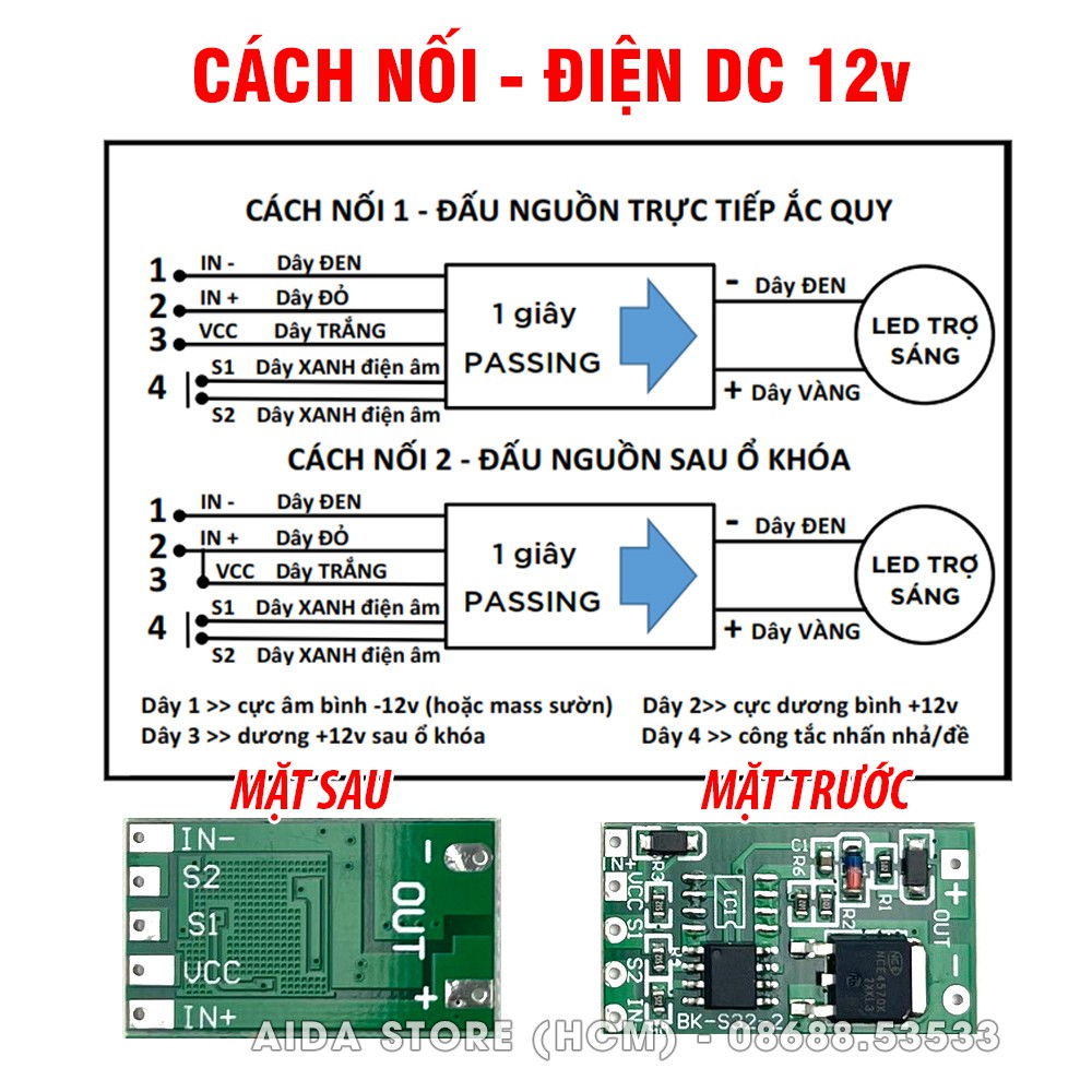 Combo sỉ gồm 5 mạch passing 1s chớp nhanh kiêm BẬT TẮT đèn trợ sáng