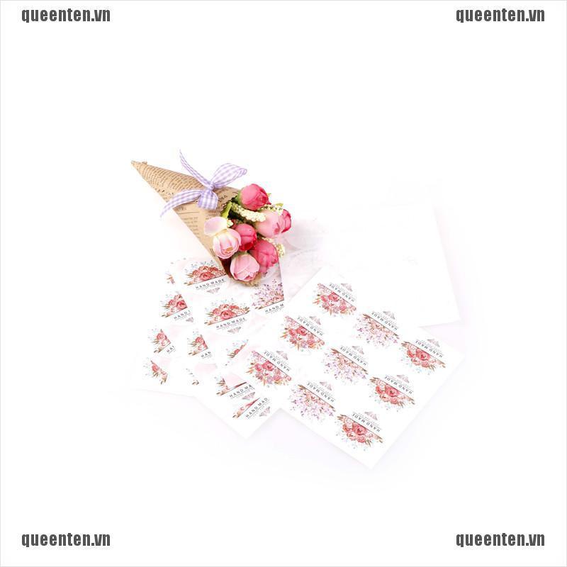 Set 54 nhãn dán in chữ cảm ơn họa tiết hoa dùng trang trí quà đám cưới túi bánh kẹo